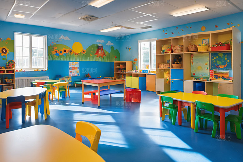 幼儿园教室室内幼教摄影图