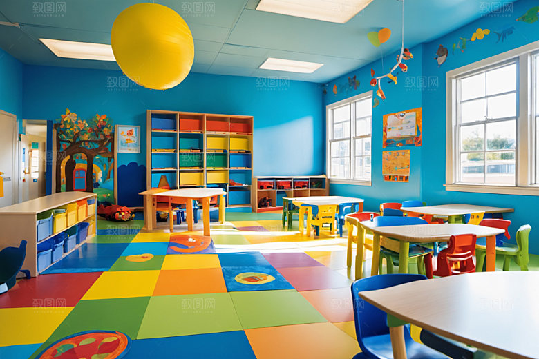幼儿园教室童趣场景摄影图