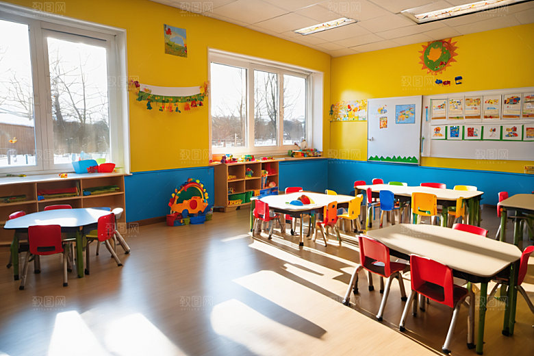 幼儿园教室幼教场景摄影图