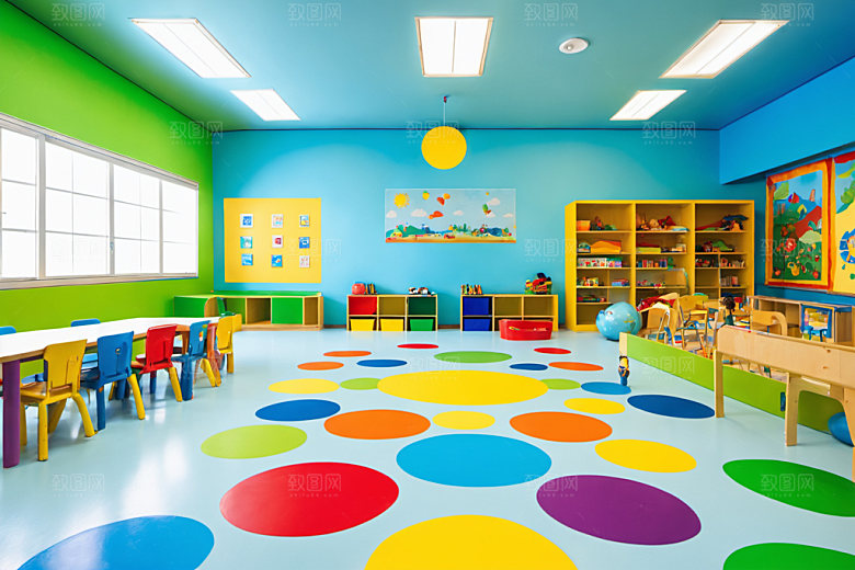 幼儿园教室幸福室内摄影图