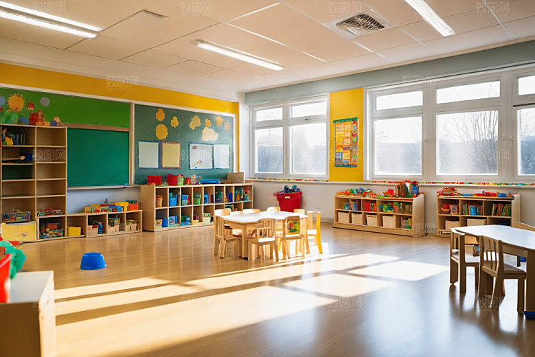 幼儿园教室温馨室内摄影图