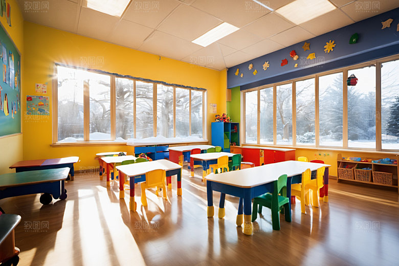 幼儿园教室可爱幼教摄影图