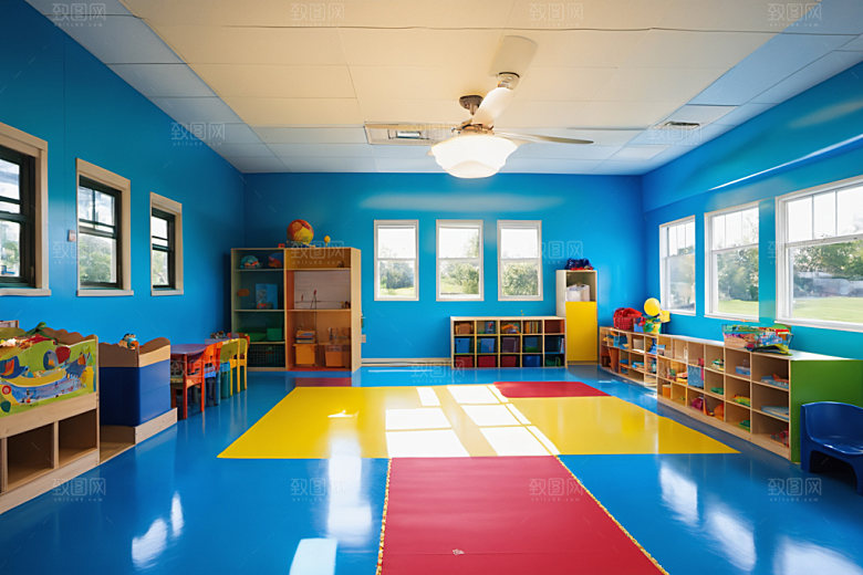 幼儿园教室场景温馨摄影图