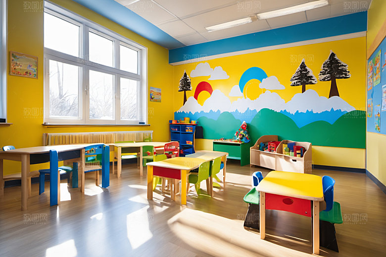 幼儿园教室童趣场景摄影图