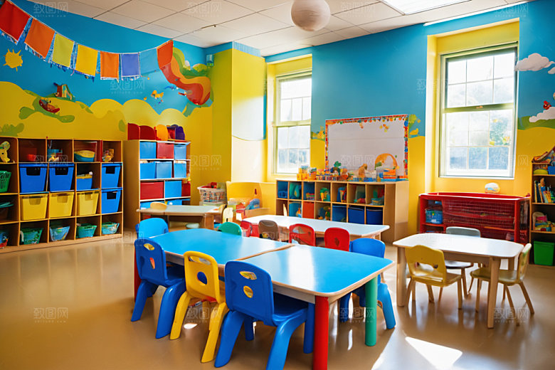 幼儿园教室温馨场景摄影图