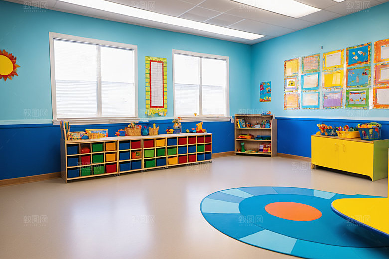 幼儿园教室场景室内摄影图