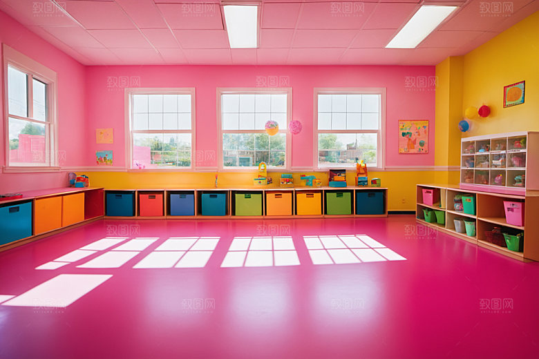 幼儿园教室学校室内摄影图
