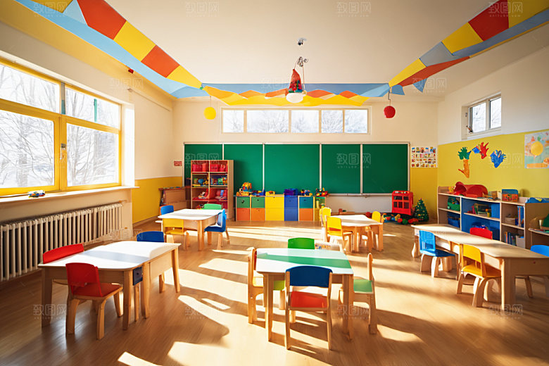 幼儿园教室场景学校摄影图