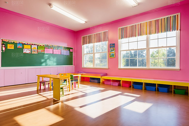幼儿园教室托儿所场景摄影图