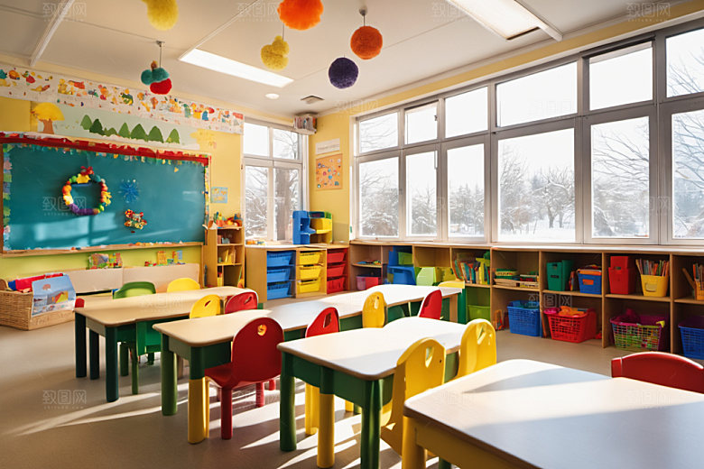 幼儿园教室可爱室内摄影图