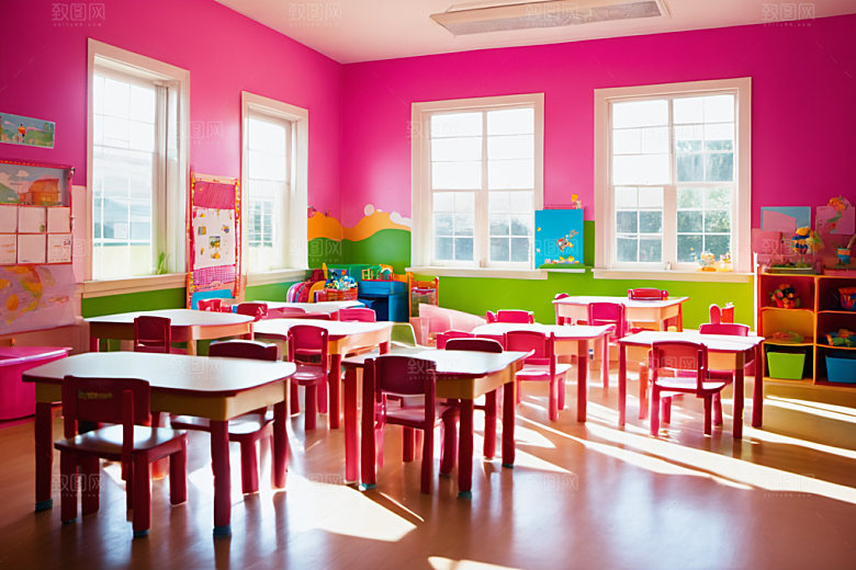 幼儿园教室幸福场景摄影图