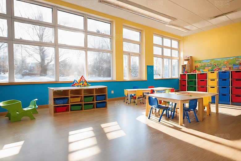 幼儿园教室场景学校摄影图