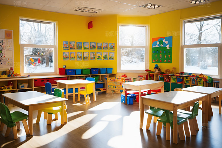 幼儿园教室可爱幸福摄影图