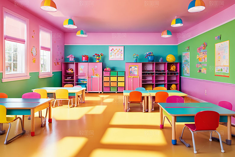 幼儿园教室场景幸福摄影图