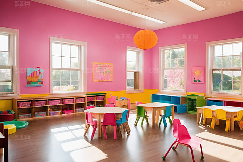幼儿园教室场景温馨摄影图