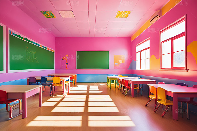 幼儿园教室场景温馨摄影图