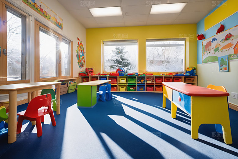 幼儿园教室温馨场景摄影图
