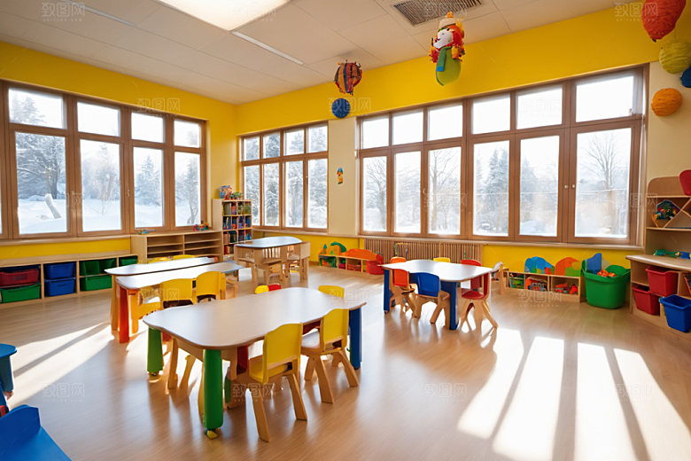 幼儿园教室温馨学校摄影图