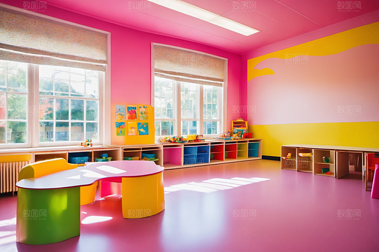 幼儿园教室场景可爱摄影图