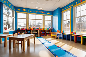 幼儿园教室场景幸福摄影图