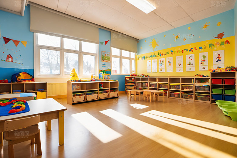 幼儿园教室可爱幸福摄影图