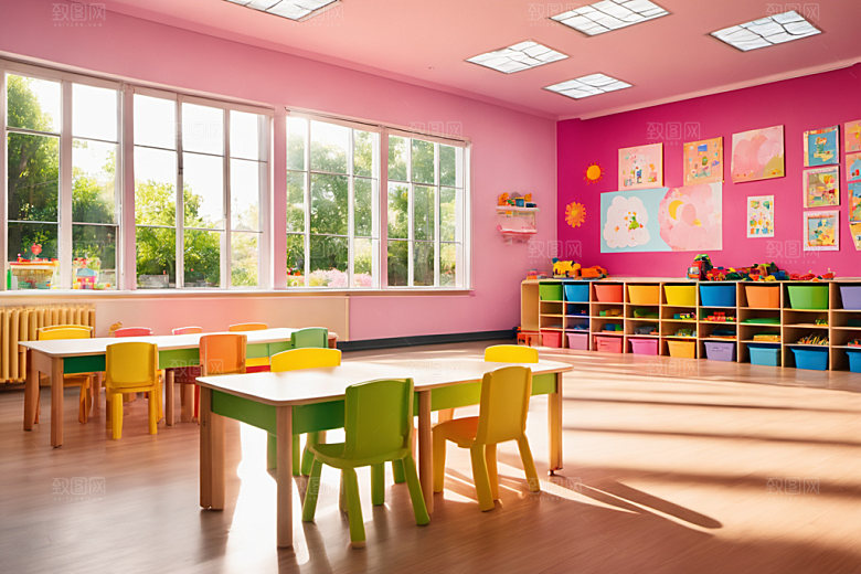 幼儿园教室可爱幼教摄影图