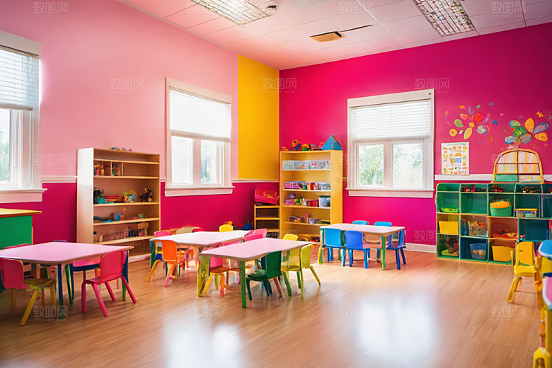 幼儿园教室幼教场景摄影图