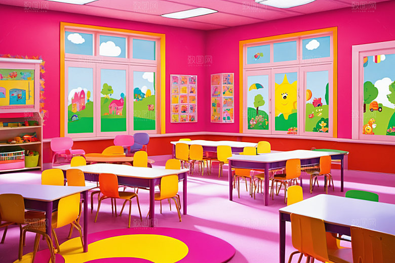 幼儿园教室幸福可爱摄影图