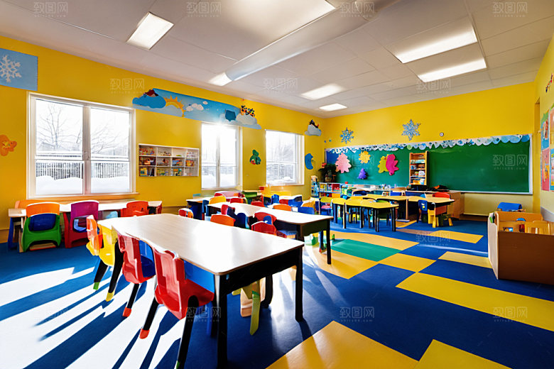 幼儿园教室室内场景摄影图