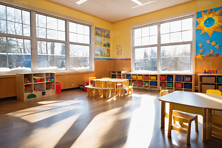幼儿园教室场景幼教摄影图