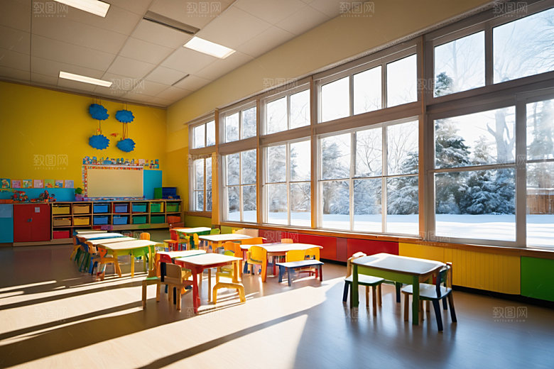 幼儿园教室场景幸福摄影图
