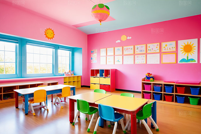 幼儿园教室幼教场景摄影图