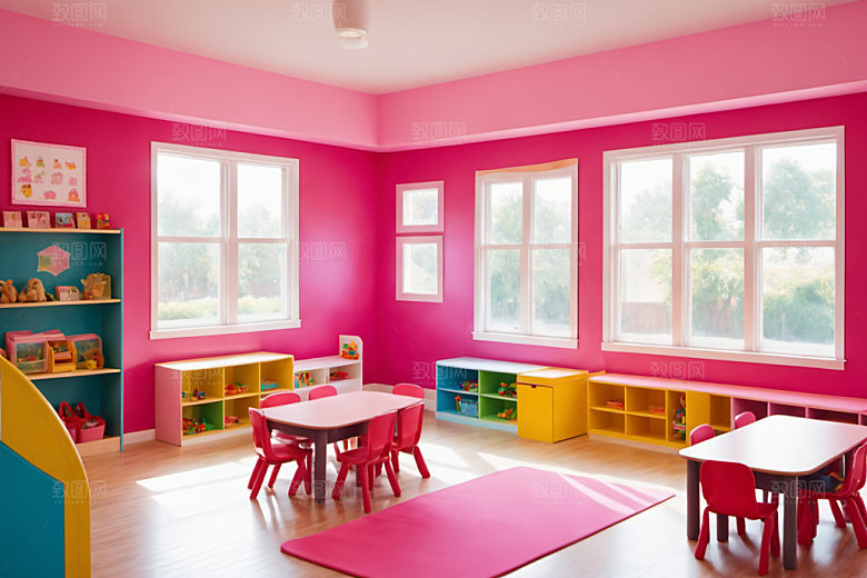 幼儿园教室可爱幼教摄影图