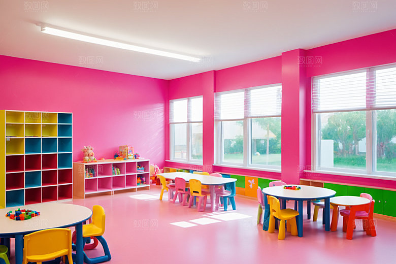 幼儿园教室场景幼教摄影图