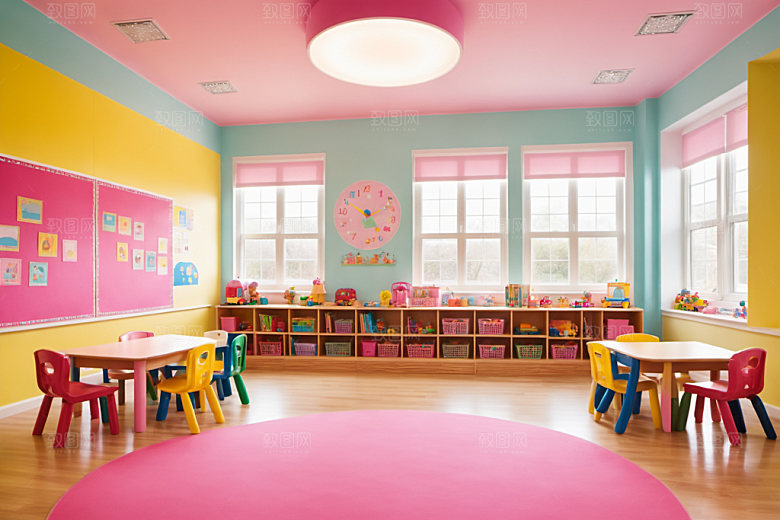 幼儿园教室温馨幼教摄影图