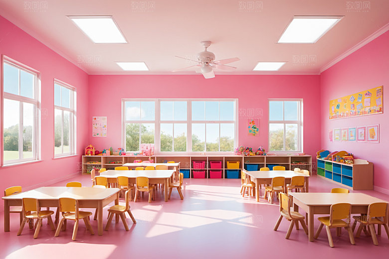 幼儿园教室可爱托儿所摄影图
