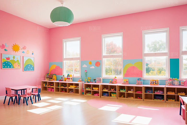 幼儿园教室室内温馨摄影图