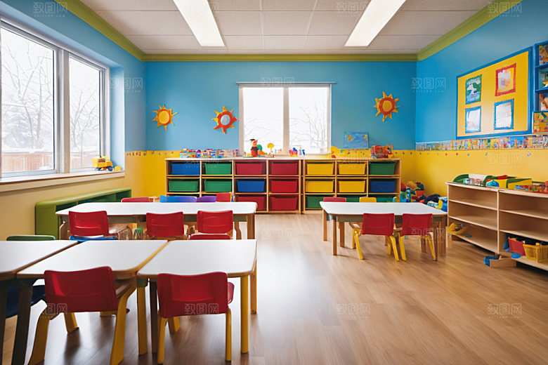 幼儿园教室童趣场景摄影图