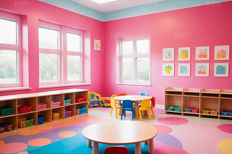 幼儿园教室可爱幸福摄影图
