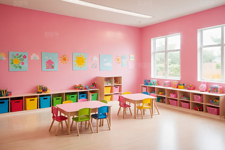 幼儿园教室可爱托儿所摄影图