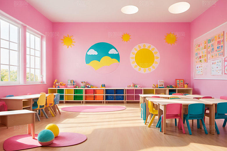 幼儿园教室童趣场景摄影图