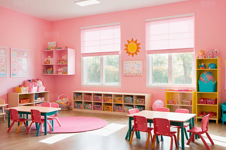 幼儿园教室温馨学校摄影图