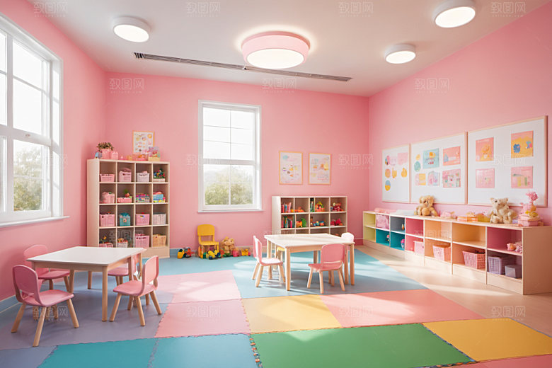 幼儿园教室可爱学校摄影图