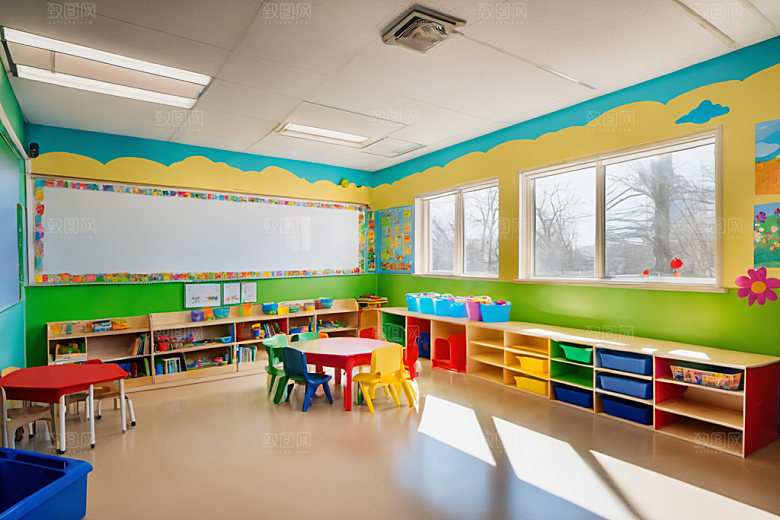 幼儿园教室幼教场景摄影图