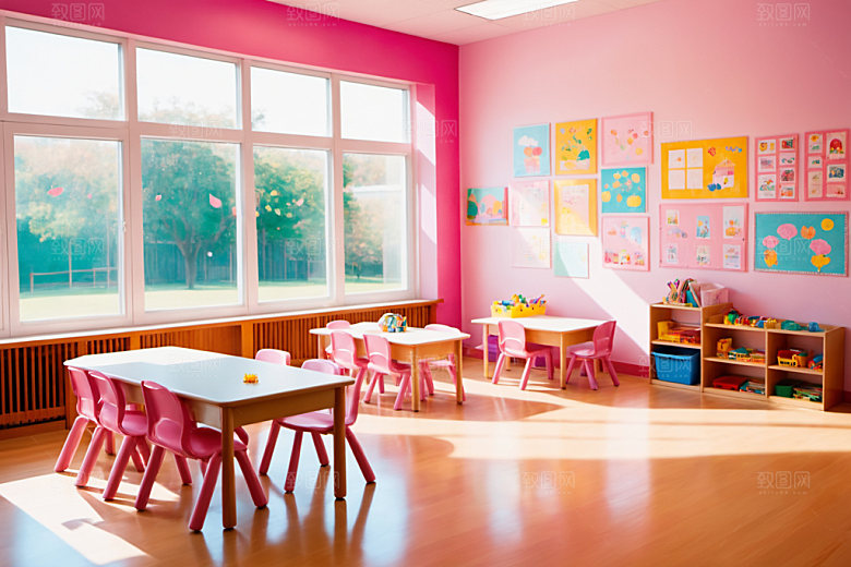 幼儿园教室可爱室内摄影图