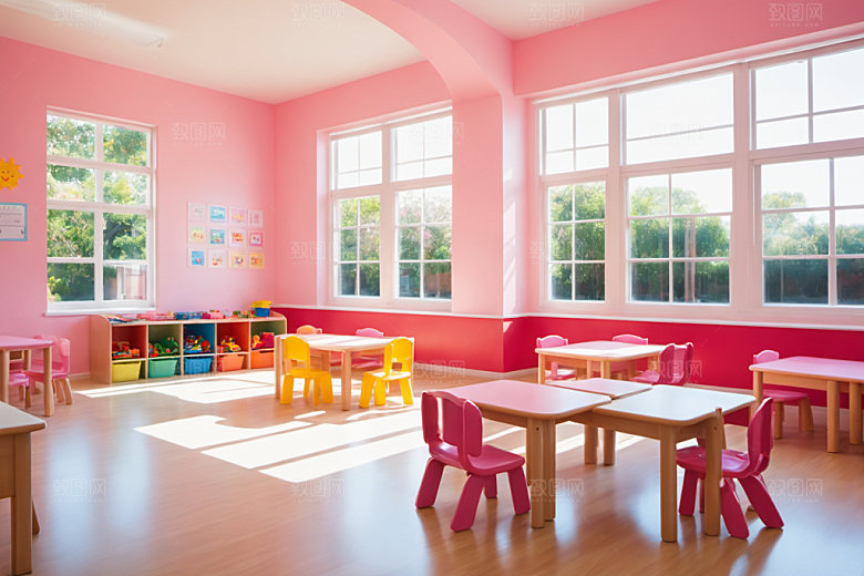 幼儿园教室场景温馨摄影图