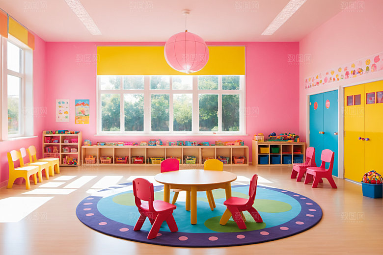 幼儿园教室可爱幸福摄影图