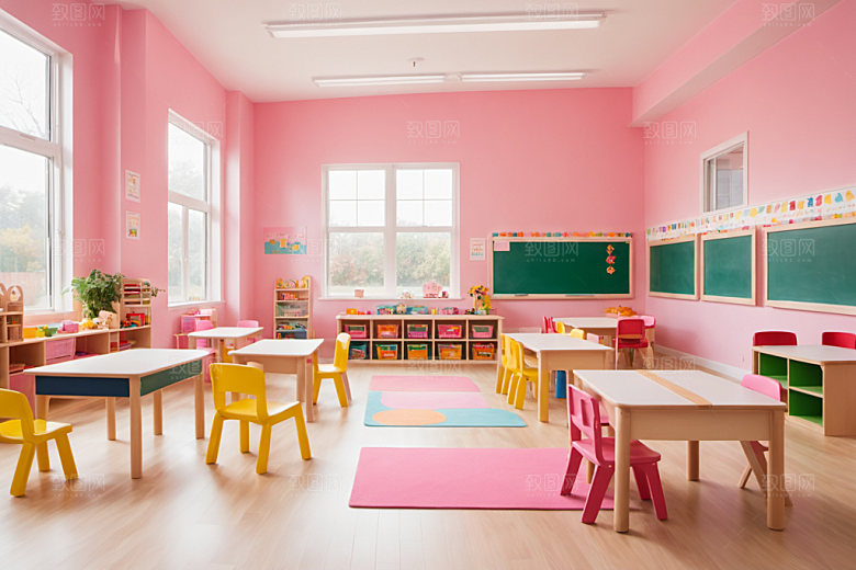 幼儿园教室学校室内摄影图
