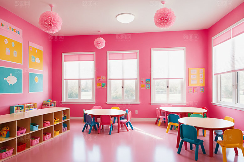幼儿园教室可爱托儿所摄影图