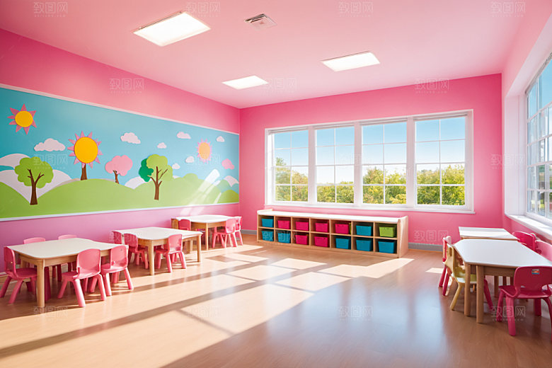 幼儿园教室学校室内摄影图